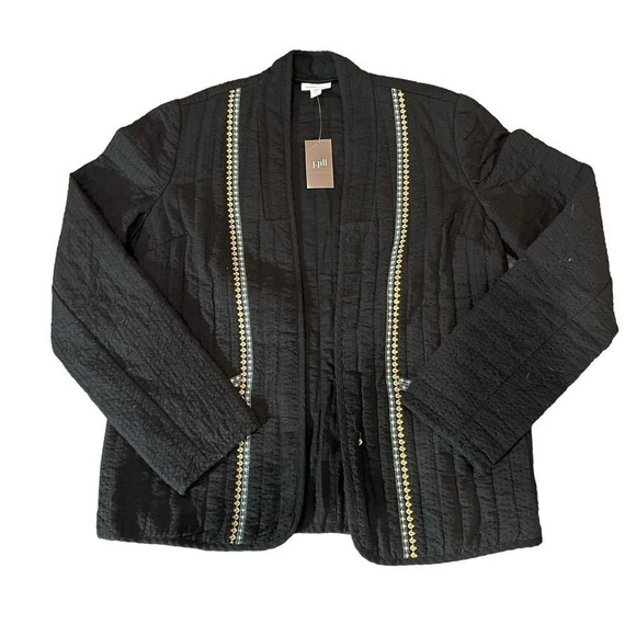 NWT J.Jill Pure Jill Seersucker Black Jacket Size Small - Picture 7 of 10